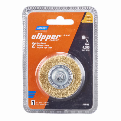 WIRE CUP BRUSH COARSE 2" Norton Clipper 2 in. Coarse Crimped Wire Cup Brush Brass 4500 rpm 1 pc