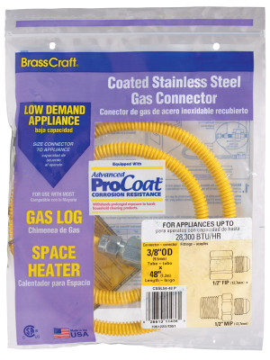 GAS CONNECTOR 1/2X48 BrassCraft ProCoat 1/2 in. FIP X 1/2 in. D MIP Stainless Steel Gas Connector 48 in. L