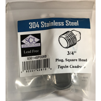SQ HEAD PLUG 3/4 SS