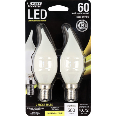 LED CA10 E12 SW 60W 2PK