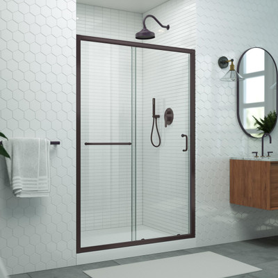 DreamLine Levantine 44-48 in. W x 72 in. H Semi-Frameless Sliding Shower Door, Oil Rubbed Bronze