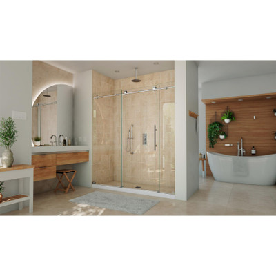 DreamLine Continuum 68-72 in. W x 76 in. H Clear Sliding Shower Door, Polished Stainless Steel