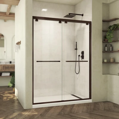 DreamLine Abbey 56-60" W x 76" H Semi-Frameless Bypass Shower Door, Oil Rubbed Bronze