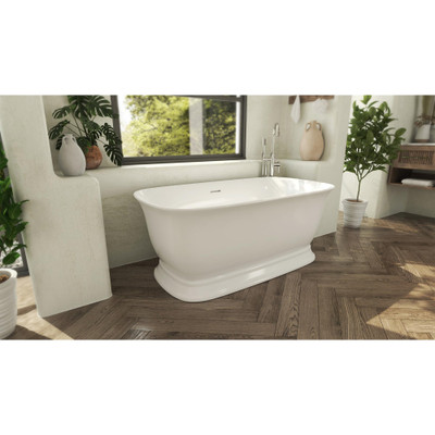 DreamLine Ascend 59" Freestanding Acrylic Bathtub BTADX3259C01, White with Chrome Drain