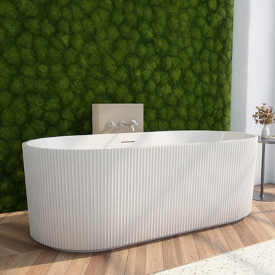 DreamLine Charisma 59" Freestanding Acrylic Bathtub BT13X2959C00 White Drain