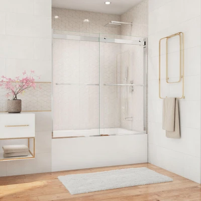 DreamLine Essence 56-60 in. W x 60 in. H Frameless Bypass Tub Door in Chrome