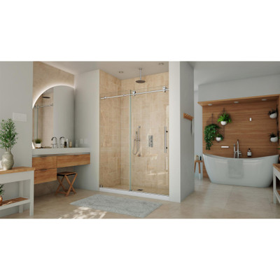DreamLine Continuum 56-60 in. W x 76 in. H Frameless Sliding Shower Door, Polished Stainless Steel