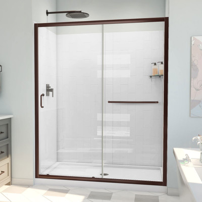 DreamLine Infinity-Z Sliding Shower Door Kit 36x60x78.75 Oil Rubbed Bronze Clear Glass