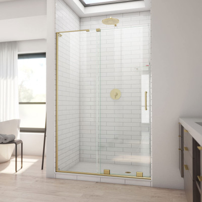 DreamLine Mirage-X 44-48 in. W x 72 in. H Frameless Sliding Shower Door, Brushed Gold