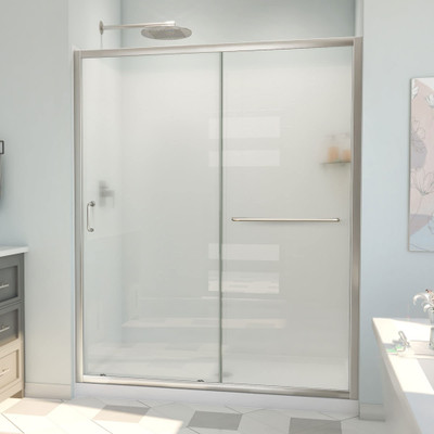DreamLine Infinity-Z 36x60x78.75 Sliding Shower Door Kit with Base and Wall, Brushed Nickel