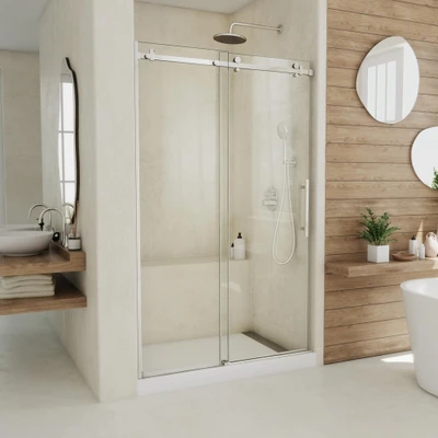 DreamLine Seneca 44-48" W x 76" H Frameless Sliding Shower Door, Polished Stainless Steel