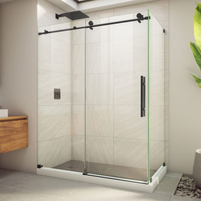 DreamLine Enigma-X 34.5" D x 60.4" W Sliding Shower Enclosure, Clear Glass, Satin Black