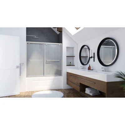 DreamLine Encore 56-60 in. Bypass Sliding Tub Door, Brushed Nickel, Frosted Glass