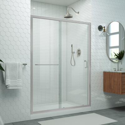 DreamLine Levantine WLDR0954720-04 50-54 in. W x 72 in. H Semi-Frameless Sliding Shower Door, Clear Glass, Brushed Nickel