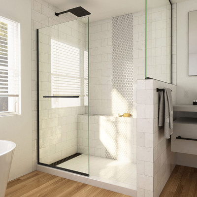 DreamLine Linea 30 in. W x 72 in. H Frameless Shower Screen in Satin Black