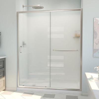 DreamLine Infinity-Z 30x60x78.75in Sliding Shower Door Kit Brushed Nickel Frosted Glass