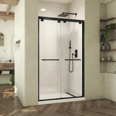 DreamLine Abbey 44-48" W x 76" H Semi-Frameless Bypass Shower Door, Matte Black