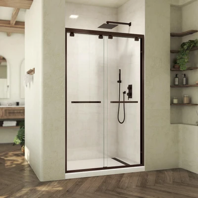 DreamLine Abbey 44-48" W x 76" H Semi-Frameless Bypass Shower Door, Oil Rubbed Bronze