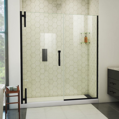 DreamLine Ascend 64.5-65.5" W x 72" H Frameless Pivot Shower Door, Satin Black
