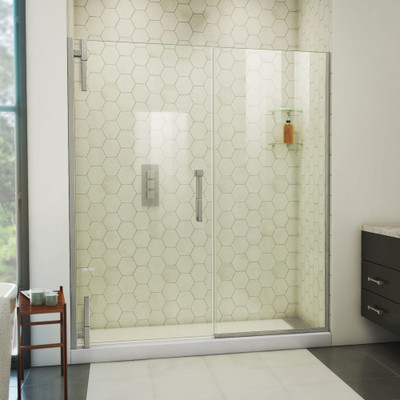DreamLine Ascend 64.5-65.5 in. W x 72 in. H Frameless Pivot Shower Door Brushed Nickel
