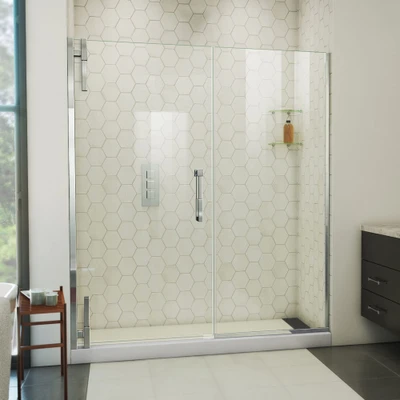 DreamLine Ascend 62-63 in. W x 72 in. H Frameless Pivot Shower Door in Chrome