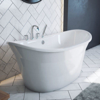 DreamLine Montego 60 in. Freestanding White Acrylic Bathtub – 27 in. Height