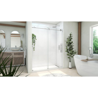 DreamLine Continuum WL61600760VDX08 56-60 in. W x 76 in. H Frameless Sliding Shower Door Polished Stainless Steel