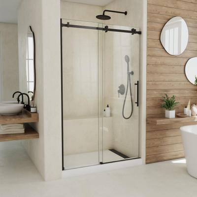 DreamLine Seneca 44-48" W x 76" H Frameless Sliding Shower Door, Matte Black