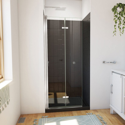 DreamLine Aqua-Q Fold 32" Frameless Bi-Fold Shower Door Chrome Black Acrylic Kit