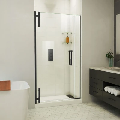 DreamLine Ascend 40-41 in. W x 72 in. H Frameless Pivot Shower Door, Satin Black