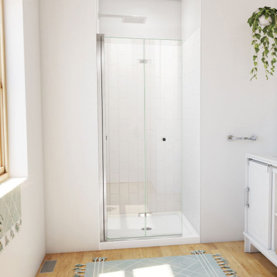 DreamLine Aqua-Q Fold 32x32x76.75 Frameless Bi-Fold Shower Door Chrome with White Acrylic Kit