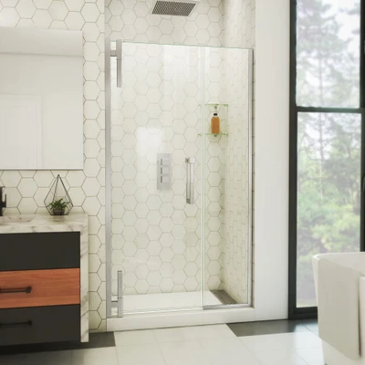 DreamLine Ascend 40.5-41.5" W x 72" H Frameless Pivot Shower Door, Brushed Nickel