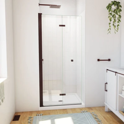 DreamLine Aqua-Q Fold 36x36 Frameless Bi-Fold Shower Door, Oil Rubbed Bronze