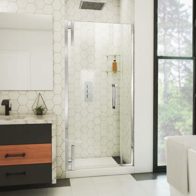 DreamLine Ascend 32-33 in. W x 72 in. H Frameless Pivot Shower Door Chrome