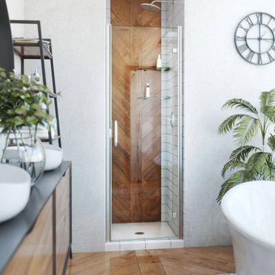 DreamLine Alliance 24 in. W Semi-Frameless Swing Shower Door, Brushed Nickel, Clear Glass