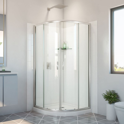 DreamLine Prime 36x36x78.75 Shower Enclosure Kit with Base, Brushed Nickel, Clear Glass