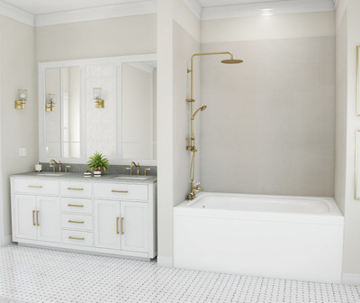 Swanstone Traditional Subway Tile Glue-Up Bathtub & Shower Wall Kit 42x62x72 Birch