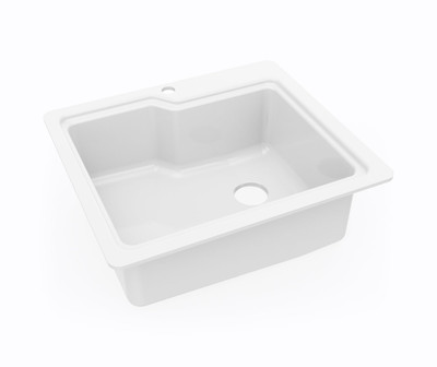 Swanstone KSSB-2522 22 x 25 Dual Mount Single Bowl Kitchen Sink, White