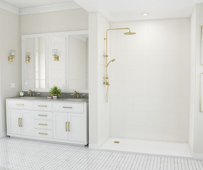 Swanstone Traditional Subway Tile Glue-Up Shower Wall Kit 32x62x96 White