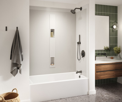 Swanstone 30 x 60 x 60 Smooth Glue-Up Tub Wall Kit in Mountain Mist