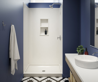 Swanstone® SK-364896 36 x 48 x 96 Smooth Glue-Up Shower Wall Kit, Coastal Sands