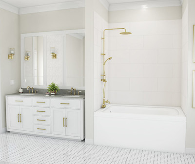 Swanstone Traditional Subway Tile Glue-Up Bathtub and Shower Wall Kit, 42x62x72, White