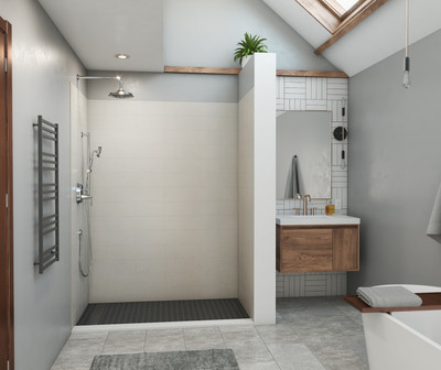 Swanstone Modern Subway Tile Glue-Up Shower Wall Kit, 42 x 62 x 84, Birch