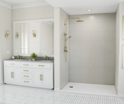 Swanstone Traditional Subway Tile Glue-Up Shower Wall Kit 34x50x96 Birch TSMK963450