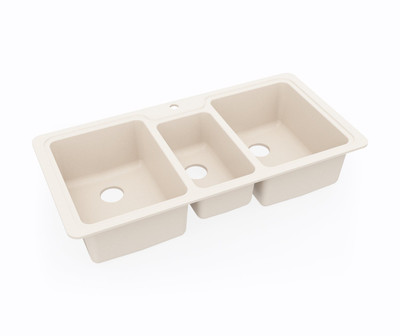 Swanstone KSTB-4422 22 x 44 Dual Mount Triple Bowl Drop-In Sink, Tahiti White