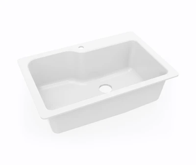 Swanstone KSSB-3322 22 x 33 Dual Mount Single Bowl Kitchen Sink White