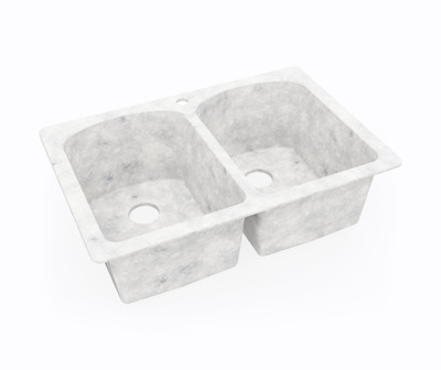 Swanstone KSLB-3322 22" x 33" Dual Mount Double Bowl Kitchen Sink, Ice