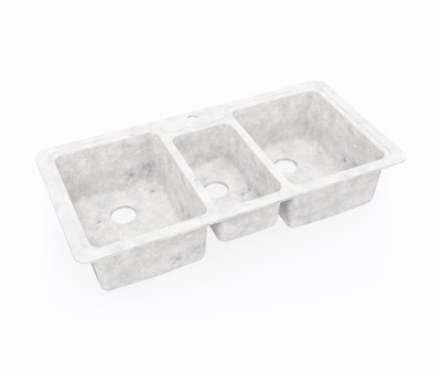 Swanstone KSTB-4422 22 x 44 Dual Mount Triple Bowl Kitchen Sink, Ice