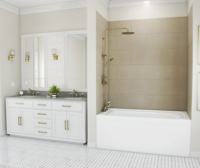 Swanstone Traditional Subway Tile Glue-Up Tub Wall Kit 30x62x72 Limestone TSMK723062.218