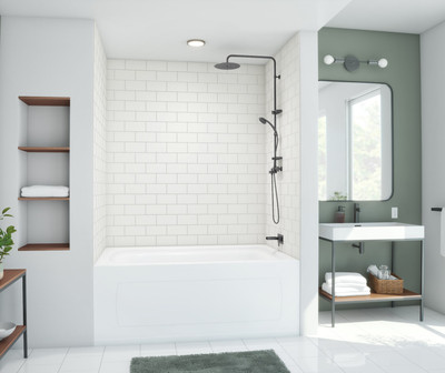Swanstone Metro Subway Tile Glue-Up Tub Wall Kit 30x62x72 White